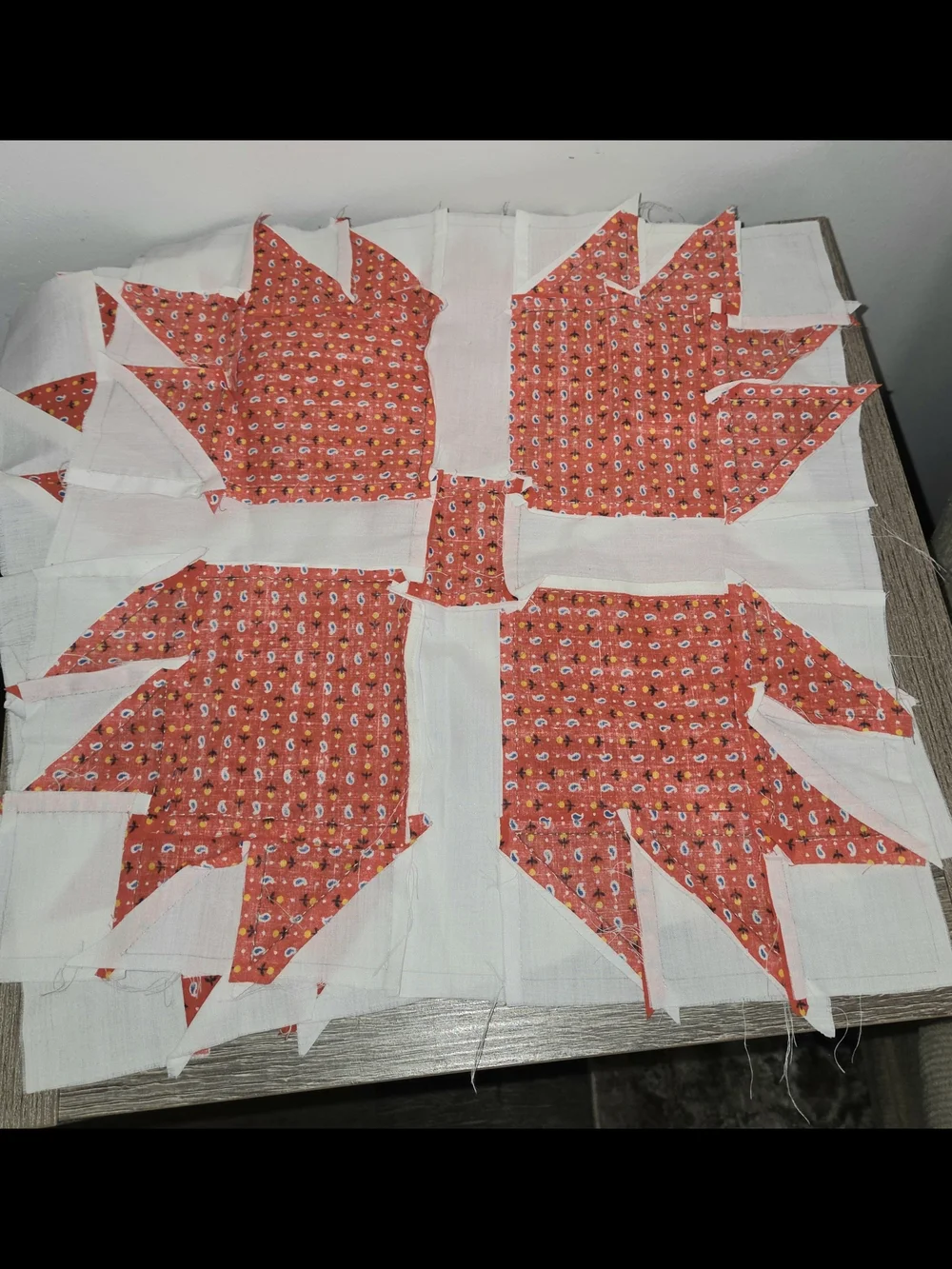 2 Piece Vintage Patchwork Pattern Maple Leaf Quilt Repurpose 14.5